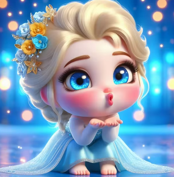 Baby Elsa's Frosty Kiss - Diamond Painting