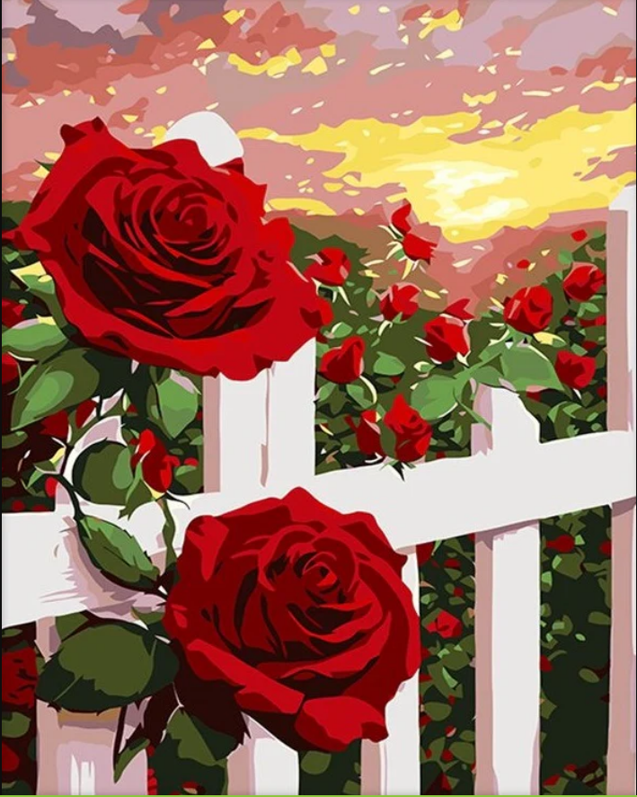 Bound by Roses at Sunset - Paint By Numbers