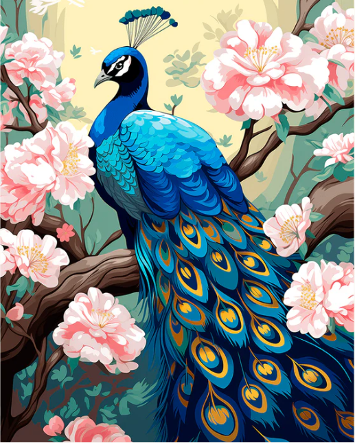 Peacock in Bloom - Paint By Numbers