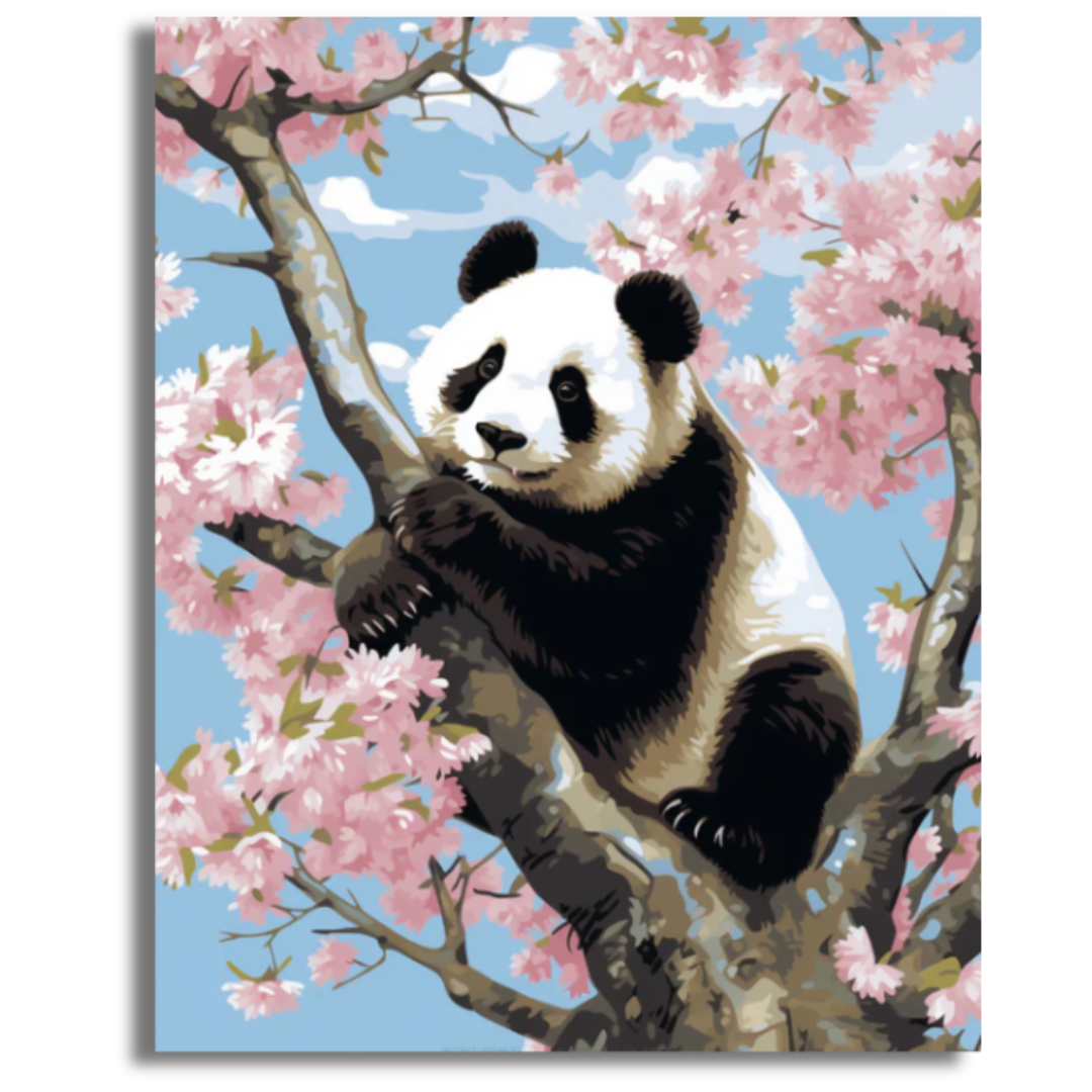 Panda's Pink Paradise - Paint By Numbers