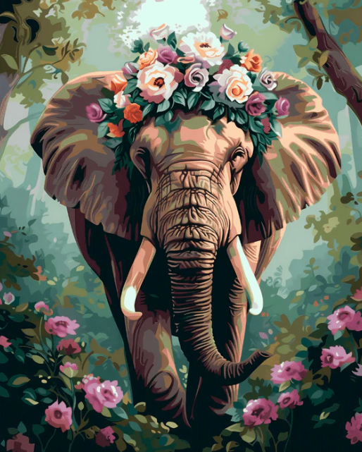 Elephant Blossom - Paint By Numbers