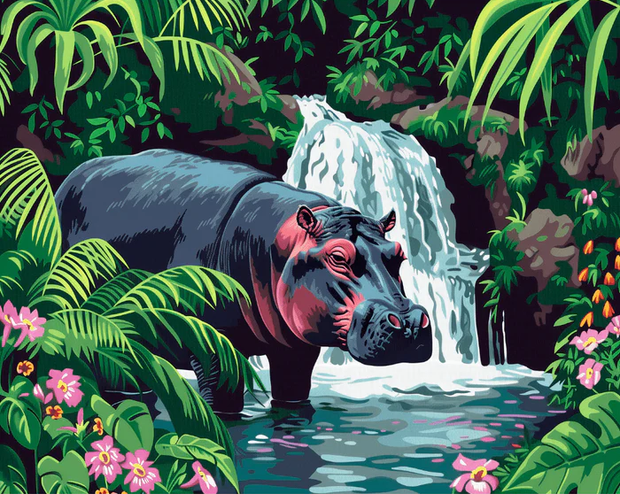 Serene Hippo - Paint By Numbers