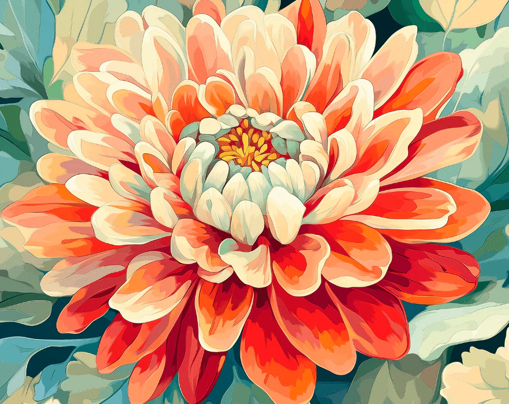 Chrysanthemum Glow - Paint By Numbers