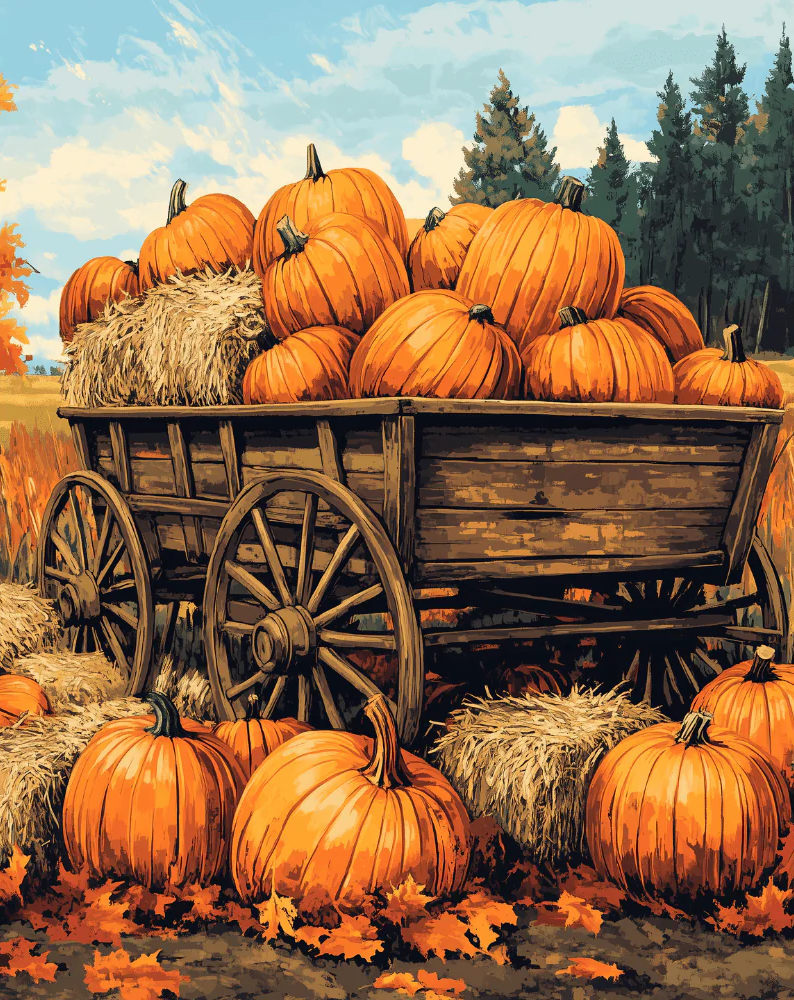 Pumpkin Cart - Paint By Numbers