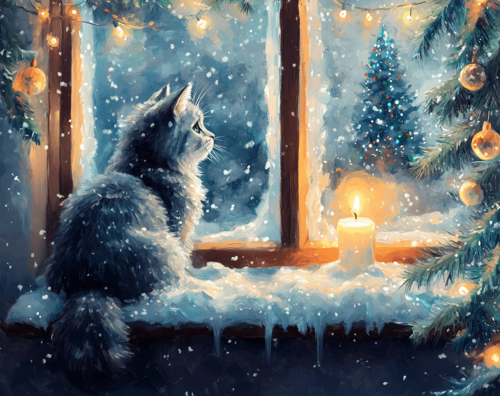A Cat's Winter Tale - Paint By Numbers