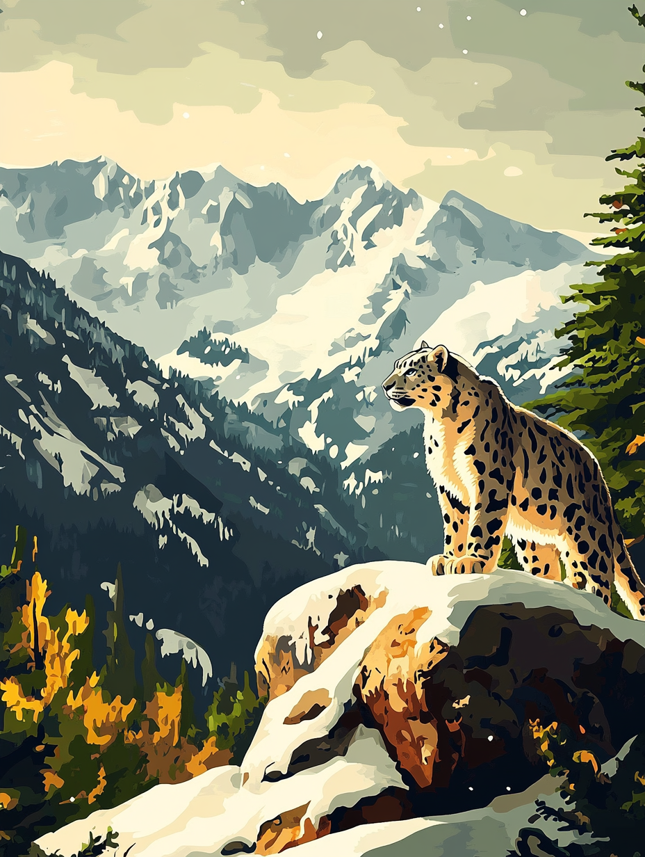 Leopard's Ascent- Paint By Numbers