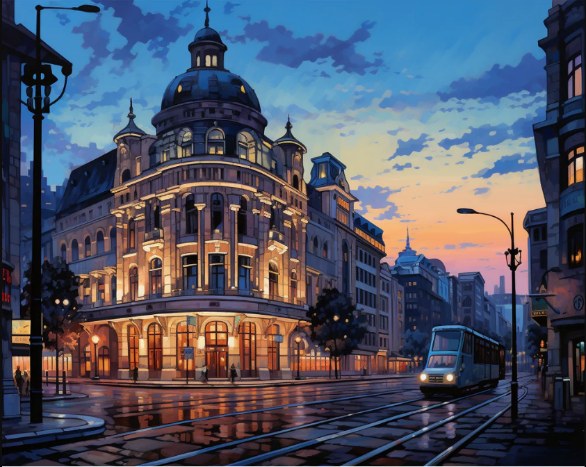 City Lights at Dusk- Paint By Numbers