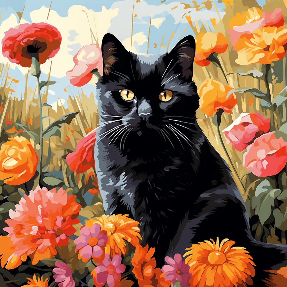 The Watchful Kitty- Paint By Numbers