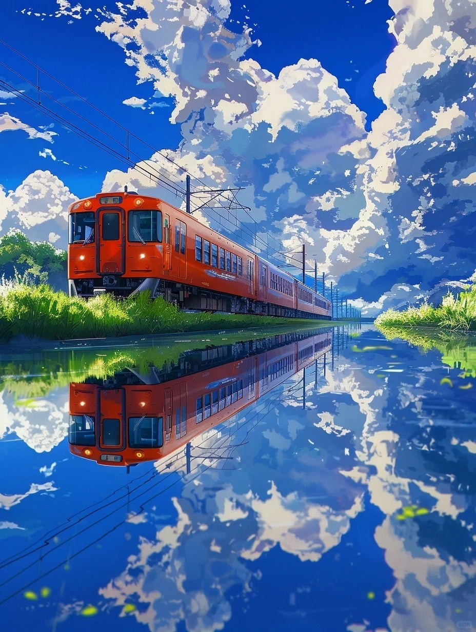 Clouds and Rails- Paint By Numbers