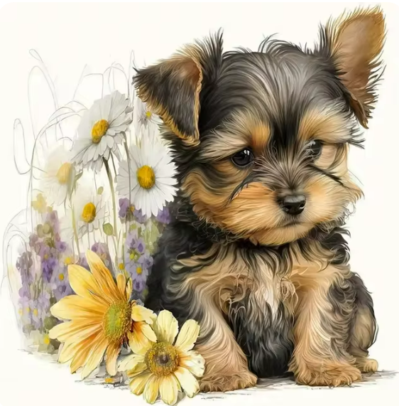 Adorable Paws and Petals - Diamond Painting