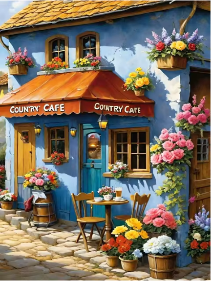 Breezy Blue Cafe - Diamond Painting