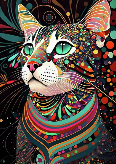 Color Burst Cat - Diamond Painting