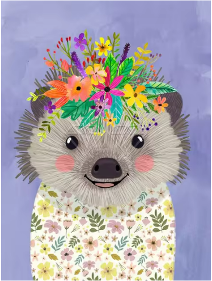 Floral Hedgehog - Diamond Painting