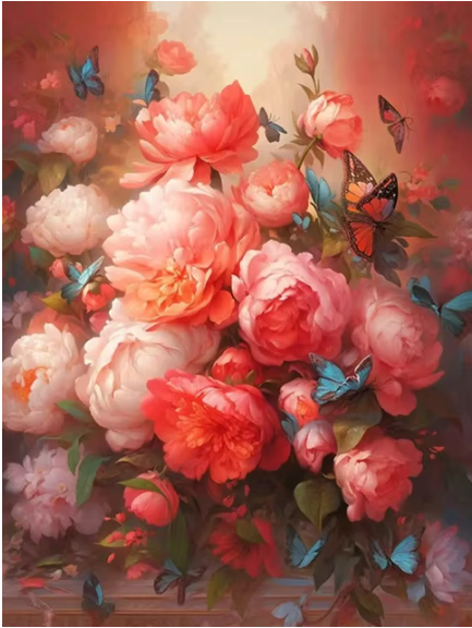 Fluttering Blooms - Diamond Painting