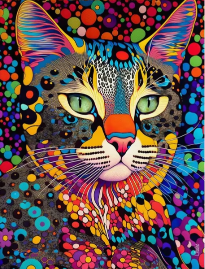 Psychedelic Paws - Diamond Painting