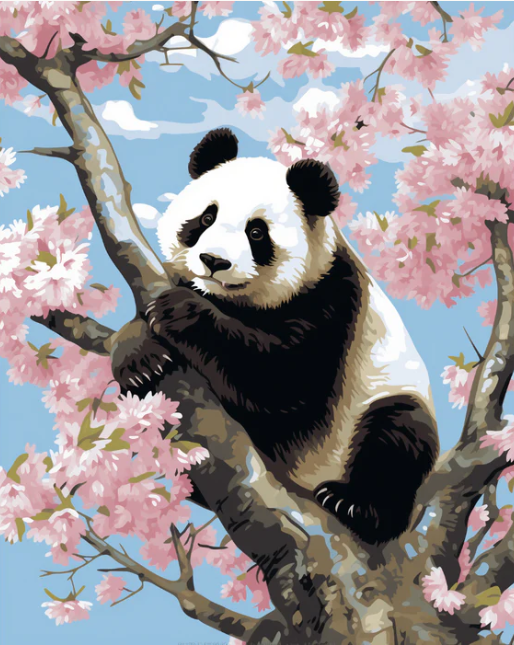 Panda's Pink Paradise - Paint By Numbers