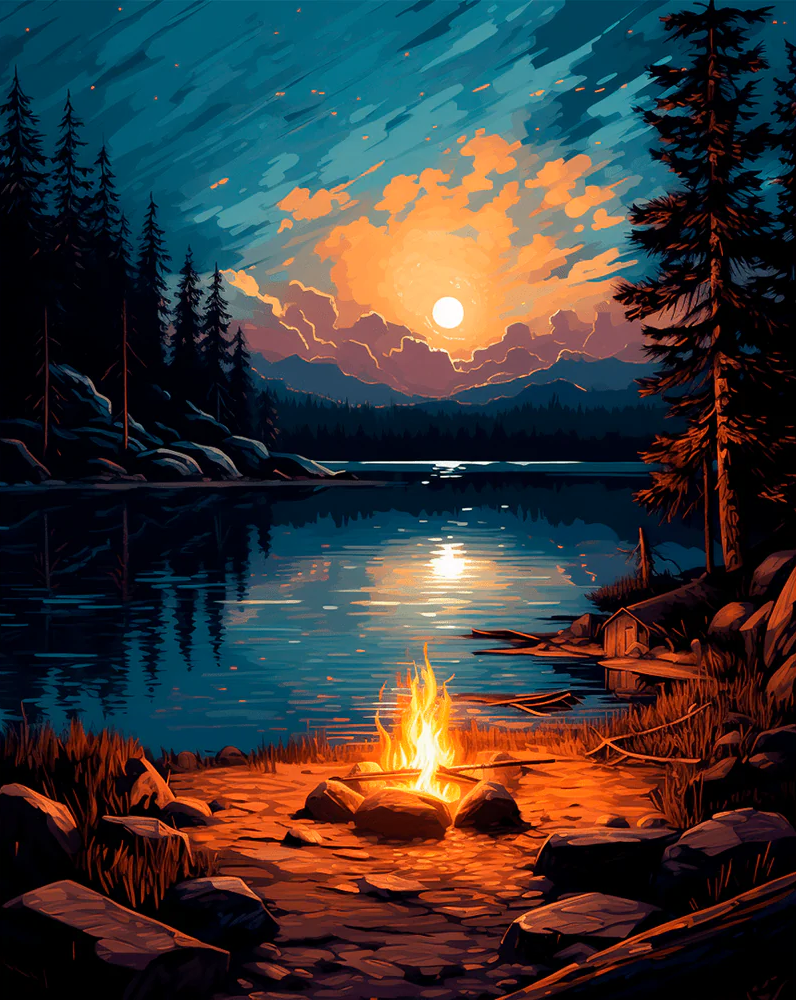 Moonlit Campfire - Paint By Numbers