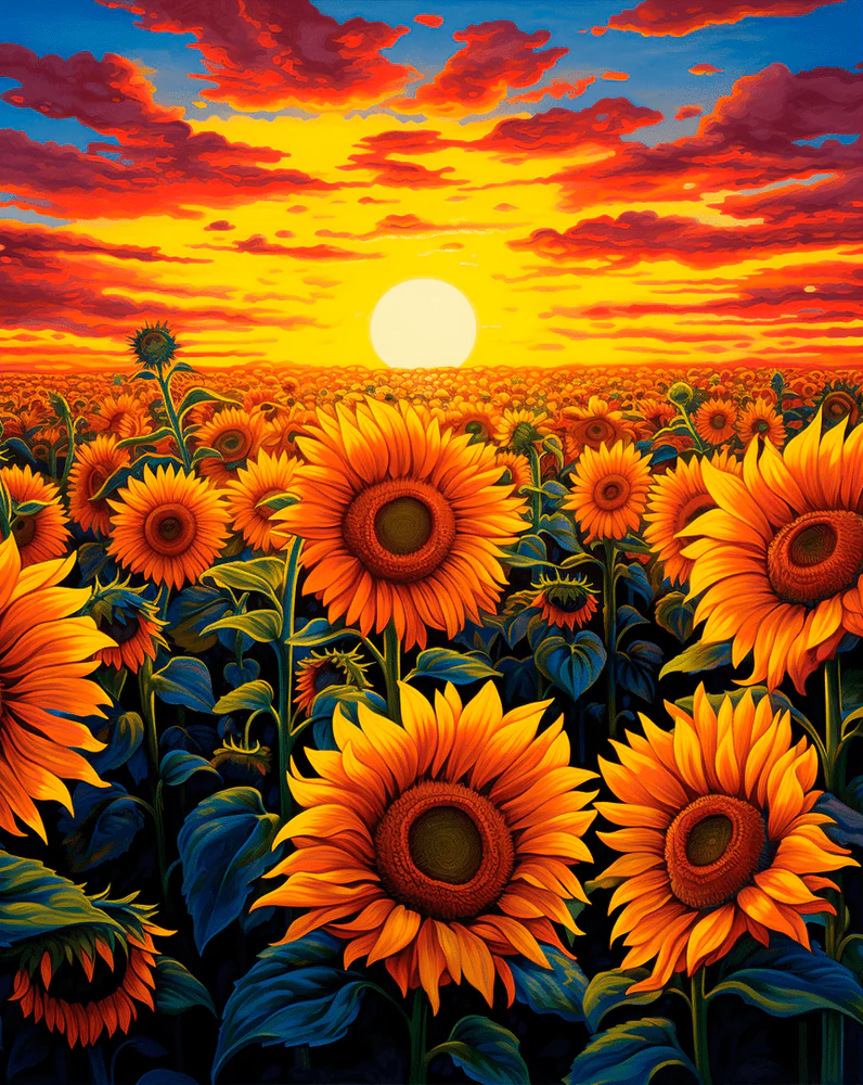 Blazing Sunflowers - Paint By Numbers