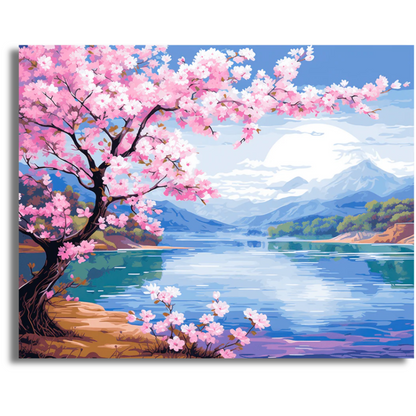 Serenity Under Sakura - Paint By Numbers