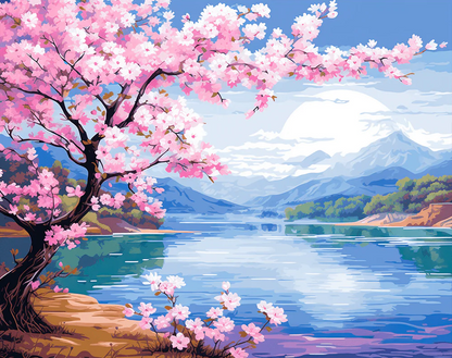 Serenity Under Sakura - Paint By Numbers