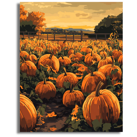 Pumpkin Patch at Dusk - Paint By Numbers
