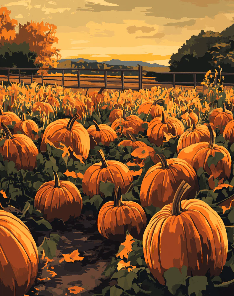 Pumpkin Patch at Dusk - Paint By Numbers