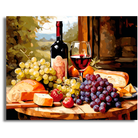 Cheese and Wine Delight - Paint By Numbers