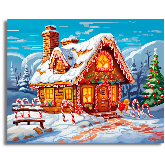 Candy Cane Cottage - Paint By Numbers