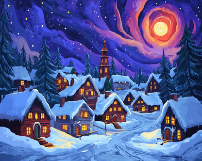 Festive Town Square - Paint By Numbers