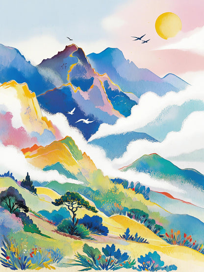 Cloud-Kissed Peaks - Paint By Numbers