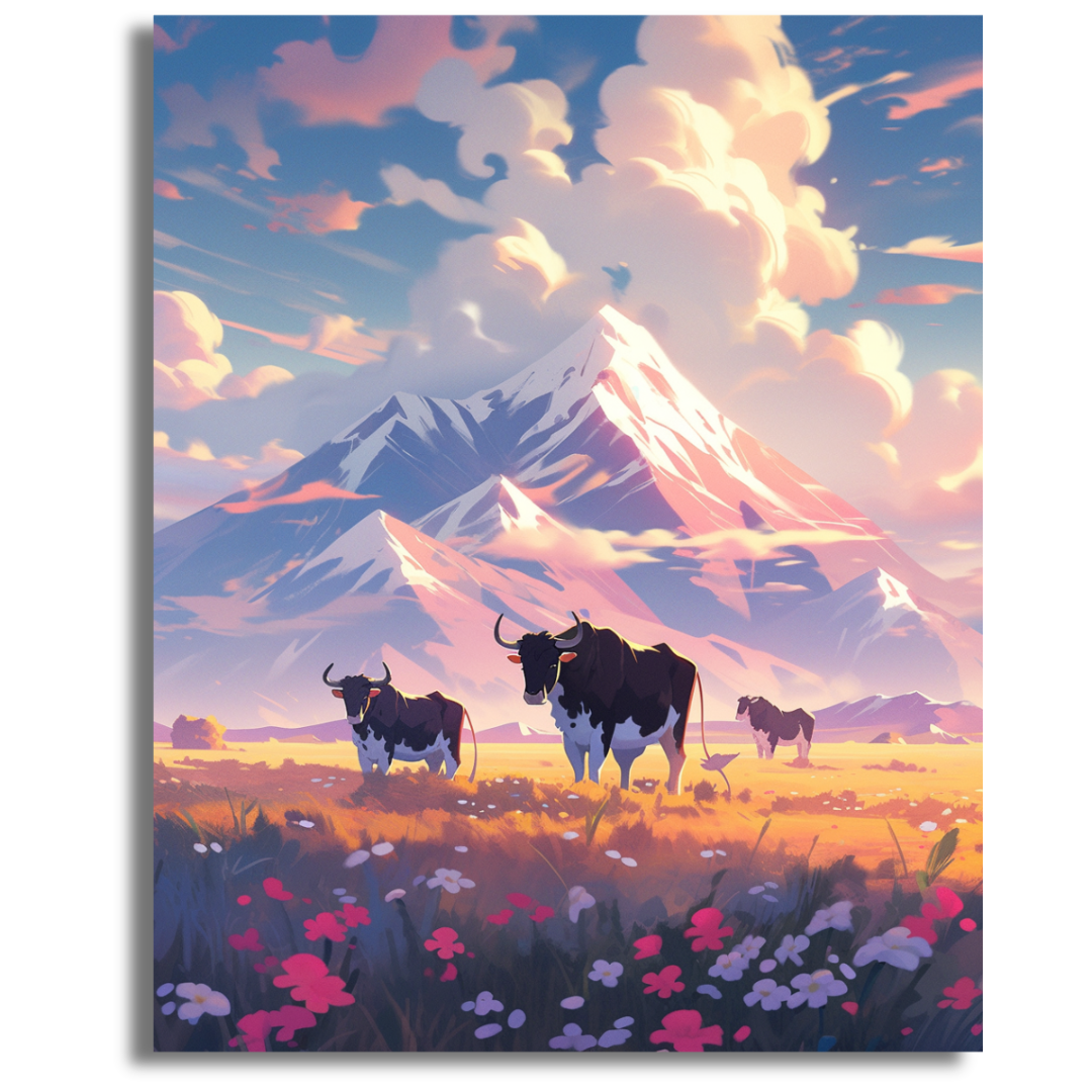 Whispering Peaks and Cattle- Paint By Numbers