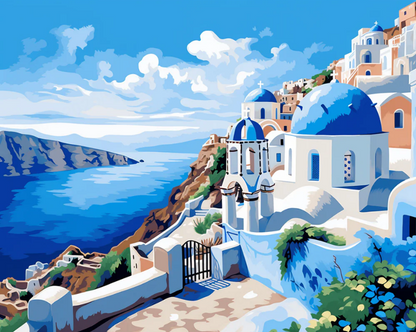 Santorini Serenity- Paint By Numbers