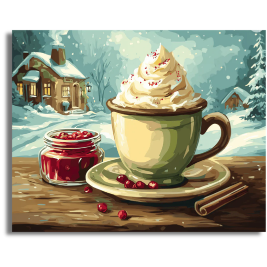 A Warm Cup on a Snowy Day- Paint By Numbers