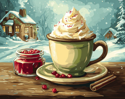 A Warm Cup on a Snowy Day- Paint By Numbers