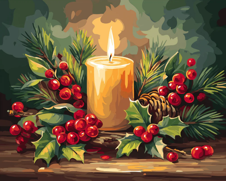 Christmas Candle Magic- Paint By Numbers